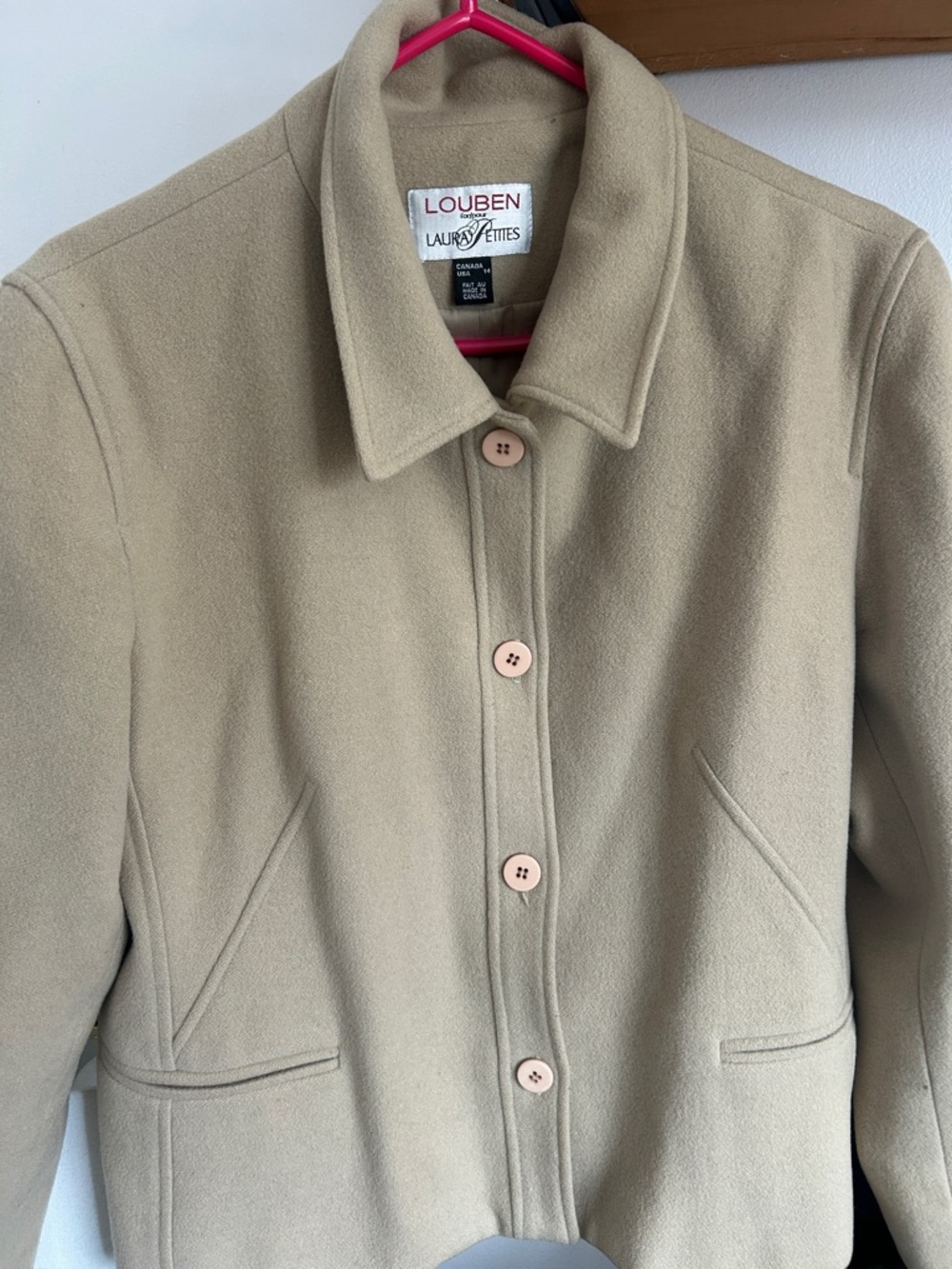 Louden by Laura Petites Women's Beige Wool-Blend Pea Coat